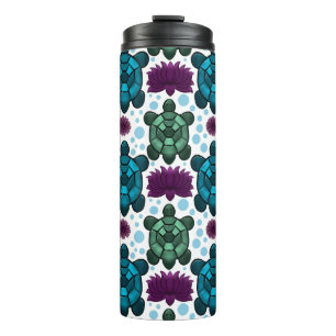 Bouteilles Isothermes Tortues marines sarcelle et verte motif lotus 