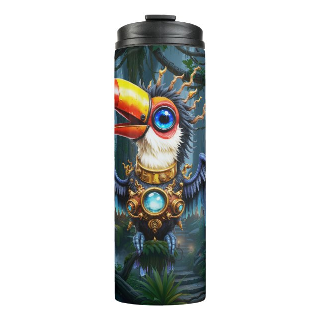 Bouteilles Isothermes Toucan Steampunk au Clair de Lune.  (Devant)