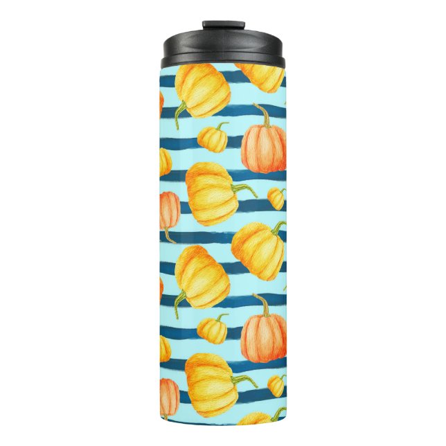 Bouteilles Isothermes Tour de Citrouille orange. Pat aquarelle transpare (Devant)