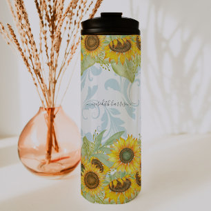 Bouteilles Isothermes Tournesol et Paisley ensoleillés Monogramme