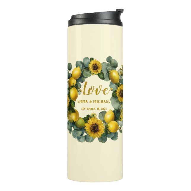 Bouteilles Isothermes Tournesol Lemon Wreath Love Design (Tourné sur la gauche)