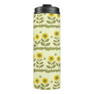 Bouteilles Isothermes Tournesols, abeilles, motif mignon et continu.
