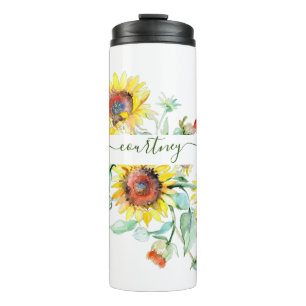 Bouteilles Isothermes Tournesols aquarelle personnalisés   