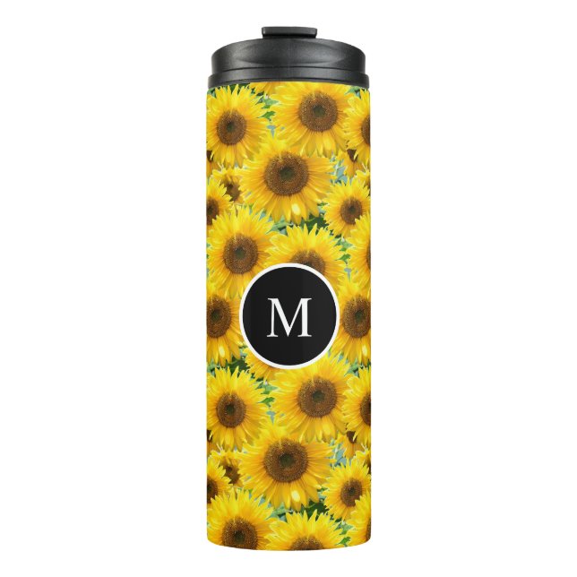 Bouteilles Isothermes Tournesols et monogramme en fleurs (Devant)