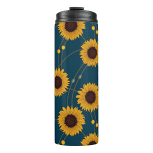 Bouteilles Isothermes Tournesols jaunes rétro floraux Art Nouveau aléato