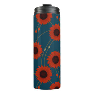 Bouteilles Isothermes Tournesols rétro floraux rouges Art Nouveau aléato