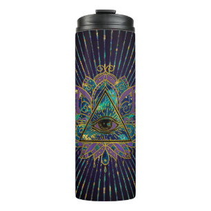 Bouteilles Isothermes Tout l'oeil mystique voyant en fleur de Lotus