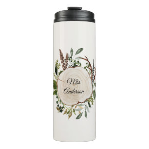 Bouteilles Isothermes tranche de bois de craie rustique