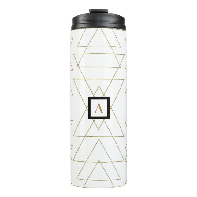 Bouteilles Isothermes Triangles dorés Chic Blanc Moderne Glamour (Devant)