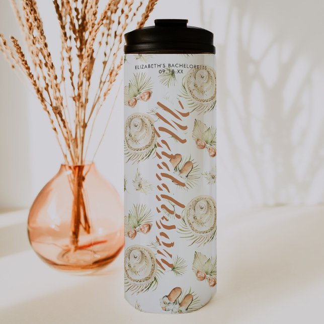 Bouteilles Isothermes Tribu de mariée de plage tropicale | Monogramme d' (Créateur téléchargé)