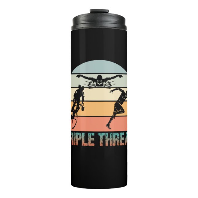 Bouteilles Isothermes Triple Menace - Coucher de soleil de triathlon (Devant)