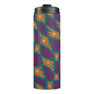Bouteilles Isothermes Trippy super 60s Flower Checks Orange Rose