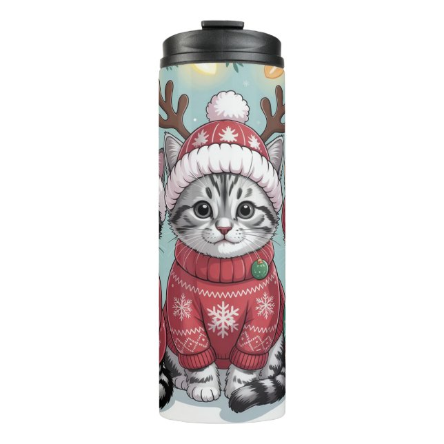 Bouteilles Isothermes Trois chatons de Noël festifs (Devant)