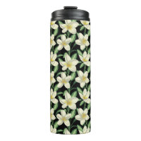 Tropical continu motif fleurs blanches feuille ver