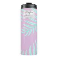 Tropical Pastel Feuilles Monogram Thermal Tumbler