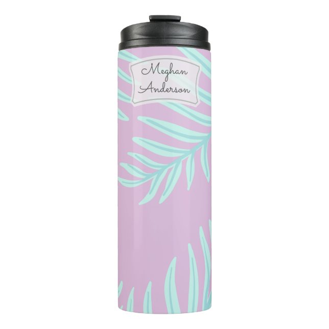 Bouteilles Isothermes Tropical Pastel Feuilles Monogram Thermal Tumbler (Devant)