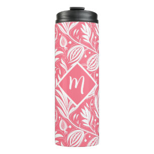 Bouteilles Isothermes Tropical rose floral motif diamant Monogramme