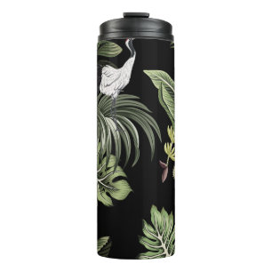 Bouteilles Isothermes Tropical vintage nuit grue, palmiers, interdiction