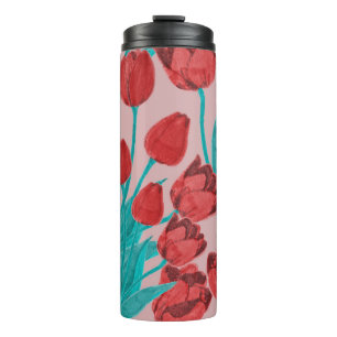 Bouteilles Isothermes Tulipes de printemps, motif floral dessiné à la ma