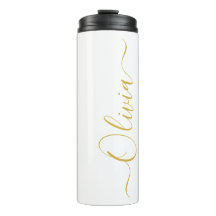 Tumbler Blanc Élégant Nom Olivia Écriture Or