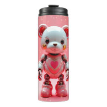 Tumbler de la Saint-Valentin Ourson Robot Rose