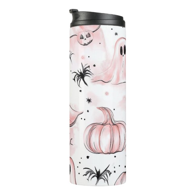 Bouteilles Isothermes Tumbler Halloween Fantôme rose (Tourné sur la droite)