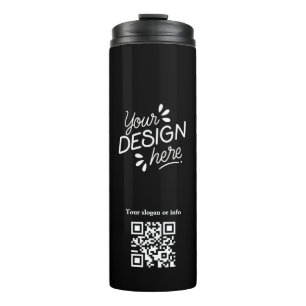 Bouteilles Isothermes Tumbler noir minimaliste avec code QR personnalisé