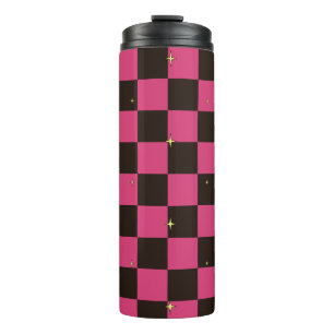 Bouteilles Isothermes Tumbler Thermique à Motif Carreaux Rose et Étoiles