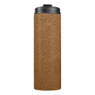 Bouteilles Isothermes Tumbler Thermique en Cuir Vernissé Imprimé Western