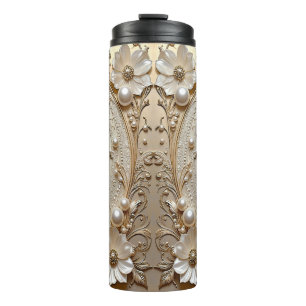 Bouteilles Isothermes Tumbler Thermique Perles Fleurs Blanches Modernes