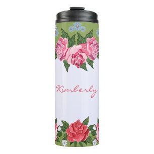 Bouteilles Isothermes Tumbler Thermique Personnalisé aux Roses Roses