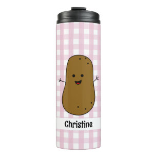 Bouteilles Isothermes Tumbler Thermique Personnalisé Gingham Rose Brun P