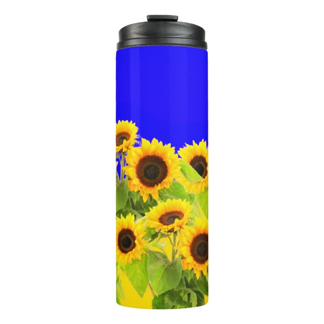 Bouteilles Isothermes Tumbler thermique tournesol avec l'Ukraine couleur (Devant)
