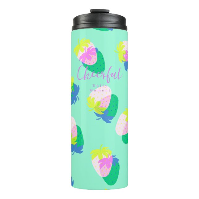 Bouteilles Isothermes Turquoise aux fraises (Devant)