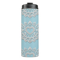 Turquoise Bleu Blanc dentelle Coeur Mariage