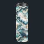 Bouteilles Isothermes Turquoise Bleu Or Blanc Marbre moderne Agate<br><div class="desc">Paruline personnalisée</div>