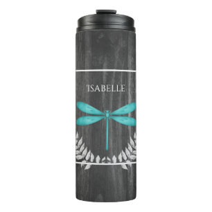 Bouteilles Isothermes Turquoise Dragonfly Rustic Personnalisé Tumbler th