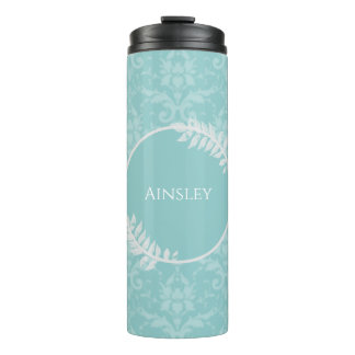 Bouteilles Isothermes Turquoise Elegant Damask Personnalisé Thermal Tumb