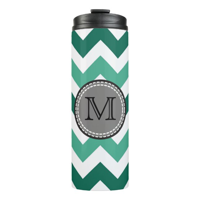 Bouteilles Isothermes Turquoise et Mint Chevron Zigzag Monogram (Devant)