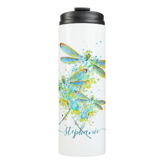 Bouteilles Isothermes Turquoise Splatter Dragonfly personnalisée (Devant)