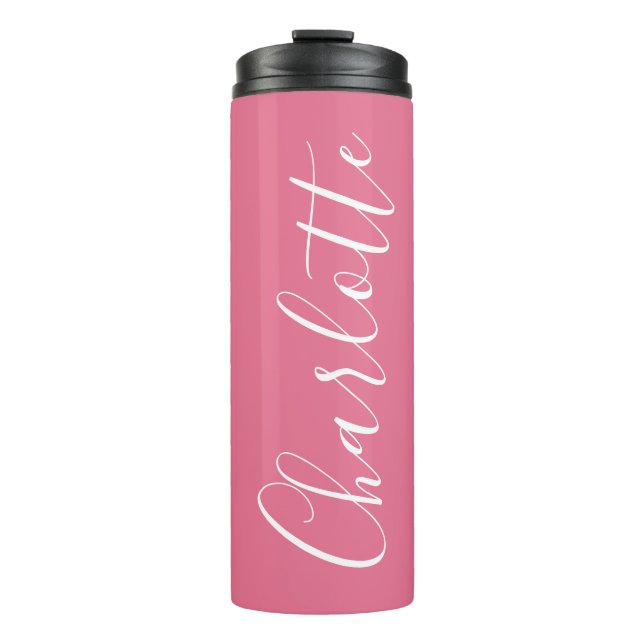 Bouteilles Isothermes Typographie de script Chic Cute Nom Rose Clair (Devant)