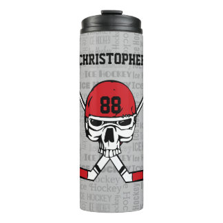 Bouteilles Isothermes Typographie du casque et des bâtons de hockey roug