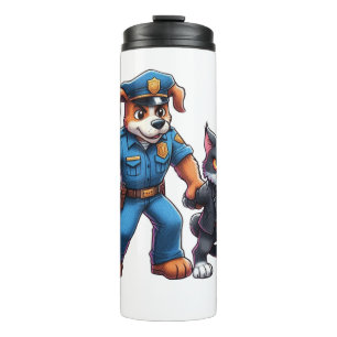 Bouteilles Isothermes un chien de police et un chat méchant - humour