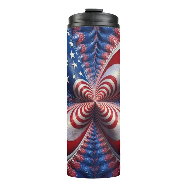 Bouteilles Isothermes Un Mélange De Drapeau Américain Et De Fractale (Devant)