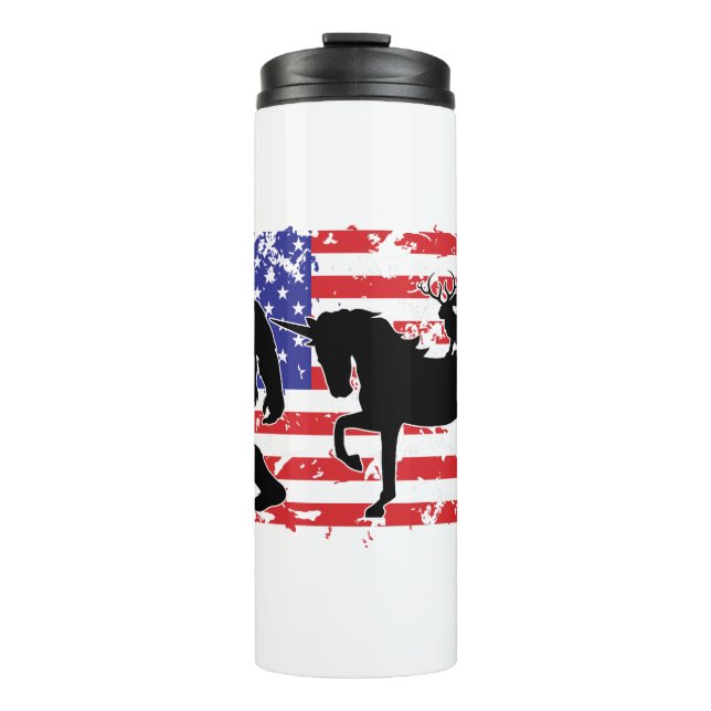 Bouteilles Isothermes Unicorn, Jackalope, Bigfoot and the American Flag (Devant)