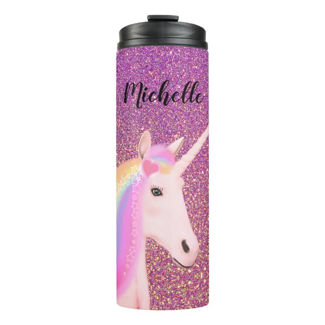 Bouteilles Isothermes Unicorn Pink Ombre Parties scintillant personnalis (Devant)