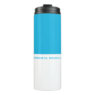 Bouteilles Isothermes Unique Moderne Minimaliste Bleu Blanc Blanc Ajoute