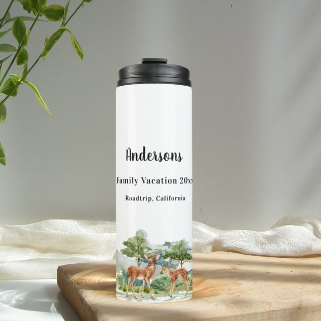 Bouteilles Isothermes Vacances en famille bois forêt animaux cerfs (Créateur téléchargé)