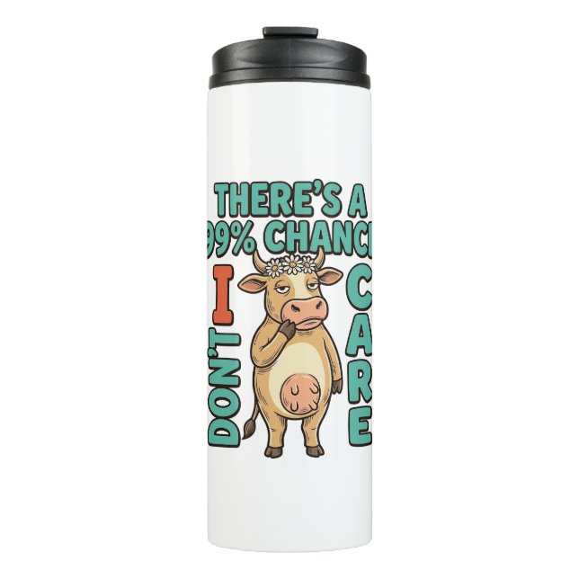 Bouteilles Isothermes Vache drôle 99% de chance que je m'en fiche Graphi (Devant)