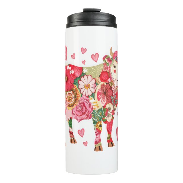 Bouteilles Isothermes Vache florale, Vache mignonne Design (Devant)